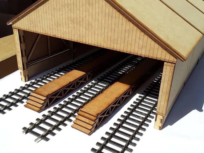 Laser Cut OO Gauge Railway Track Raised Wooden Shed Walkways Pack of 3 Parts 