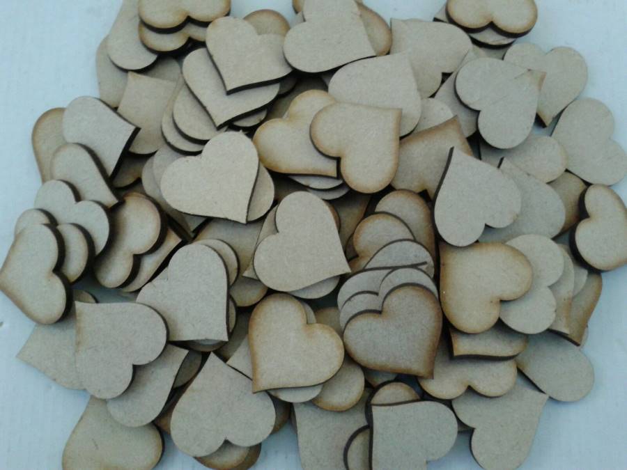 Pack of 50 Laser Cut Wooden Heart Shapes 4 cms x 4 cms 3mm MDF Wedding Crafts 
